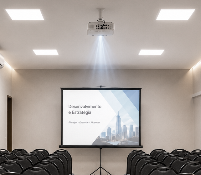 Ilustração da sala preparada para projeção